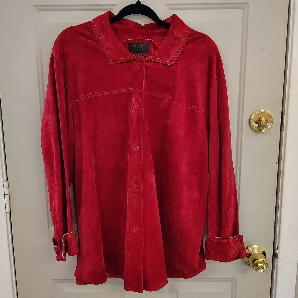 Vintage Outfit JPR Woman Red Suede Shirt 1X